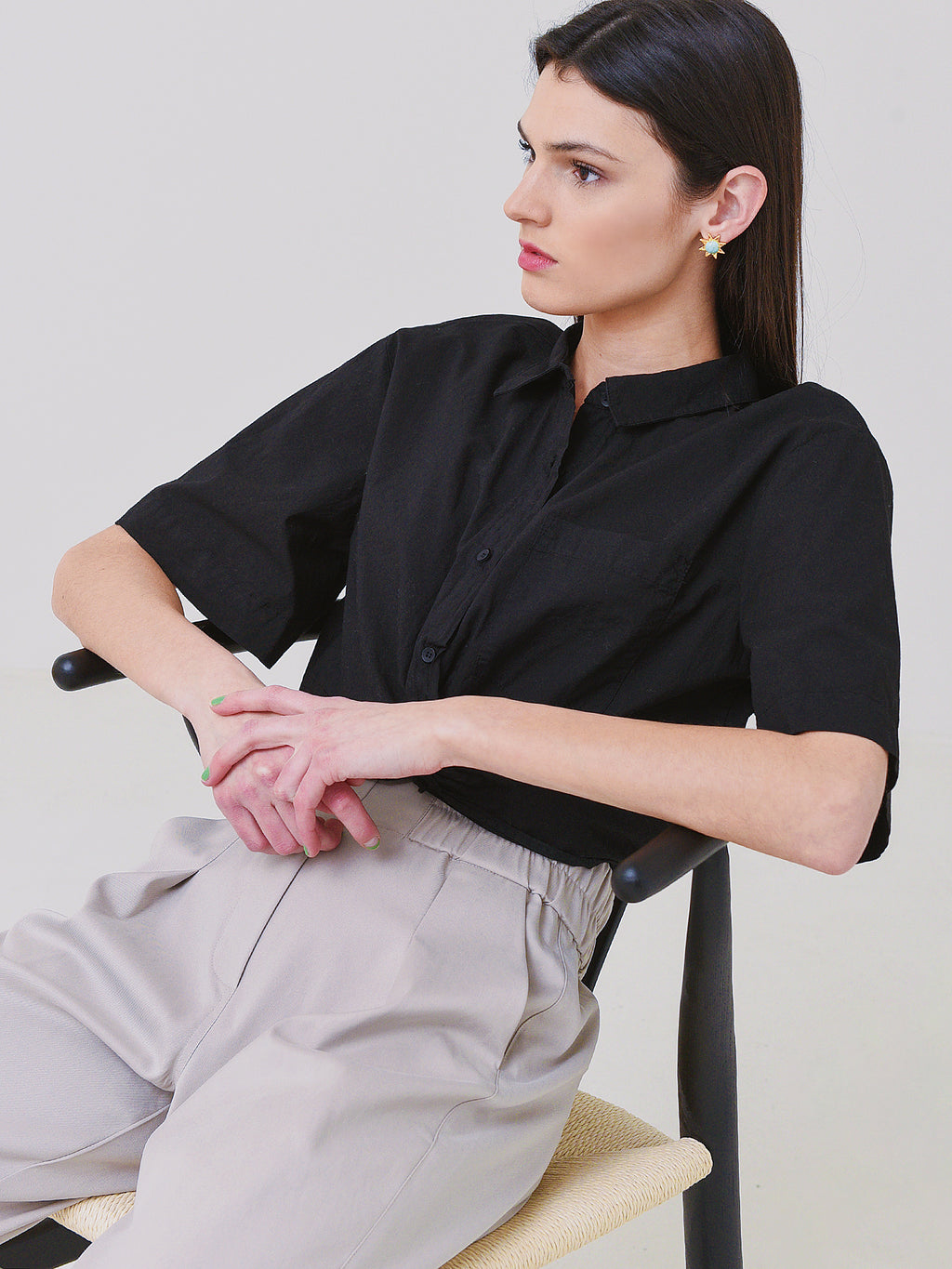 Stateside Women's Poplin Cropped Twist Shirt - Saint Bernard