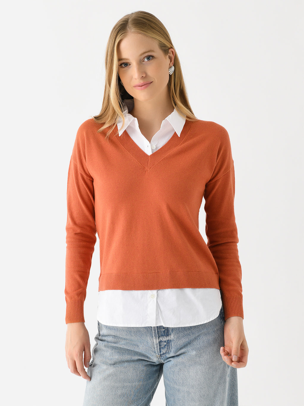 J Society Women's Layered V-Neck Sweater - Saint Bernard