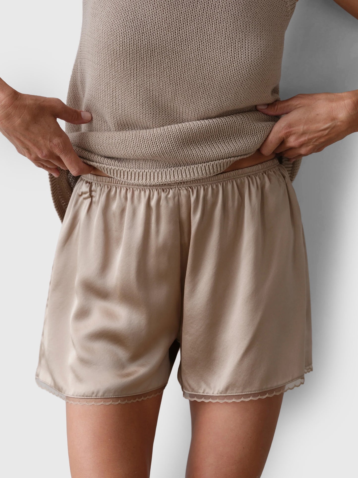 DONNI. Women's The Silk Lace Tap Short - Saint Bernard