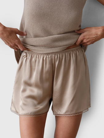 DONNI. Women's The Silk Lace Tap Short – Saint Bernard DONNI. Women's The Silk Lace Tap Short – Saint Bernard