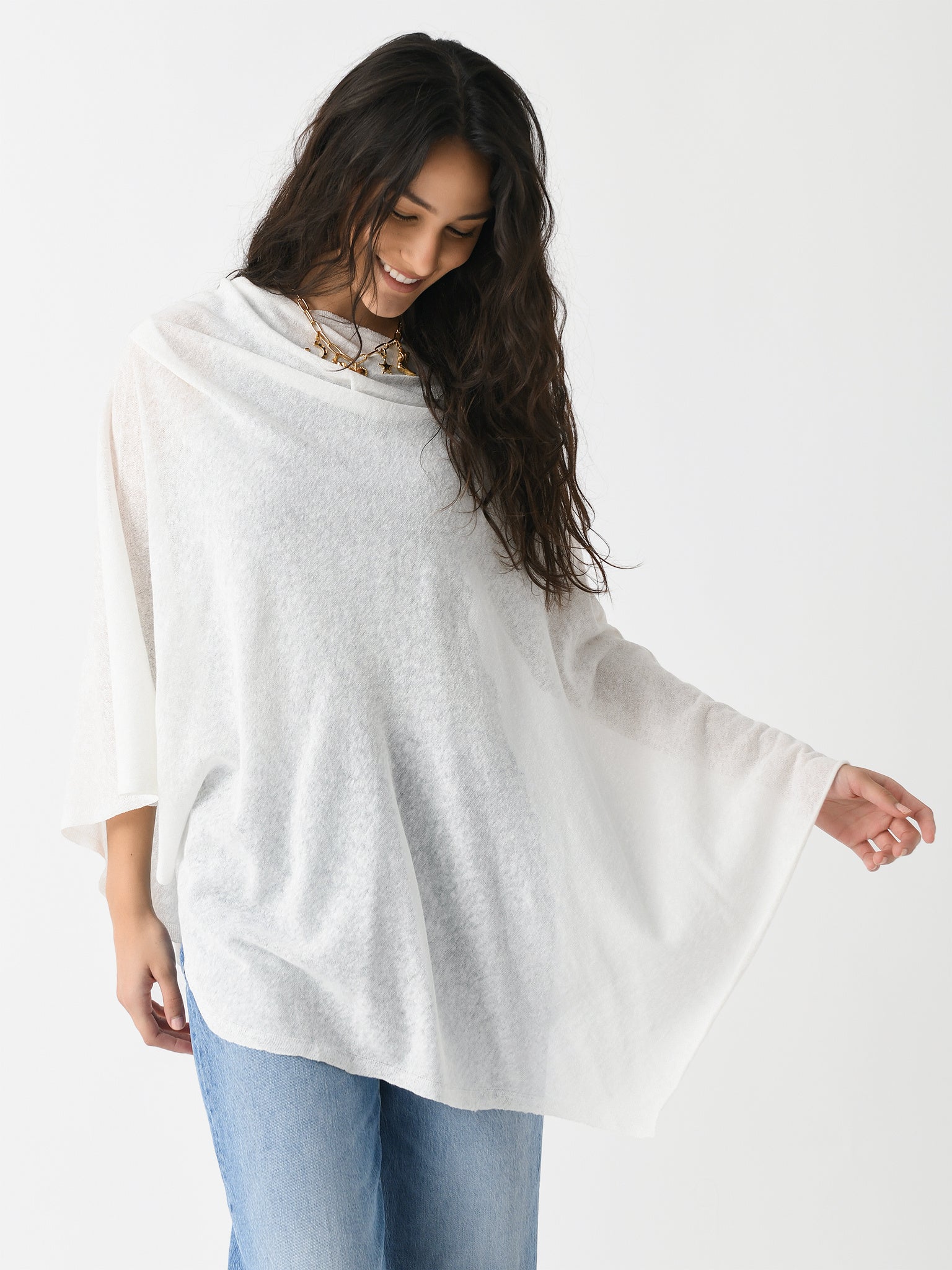 White + Warren Women's Linen Blend Two Way Topper - Saint Bernard