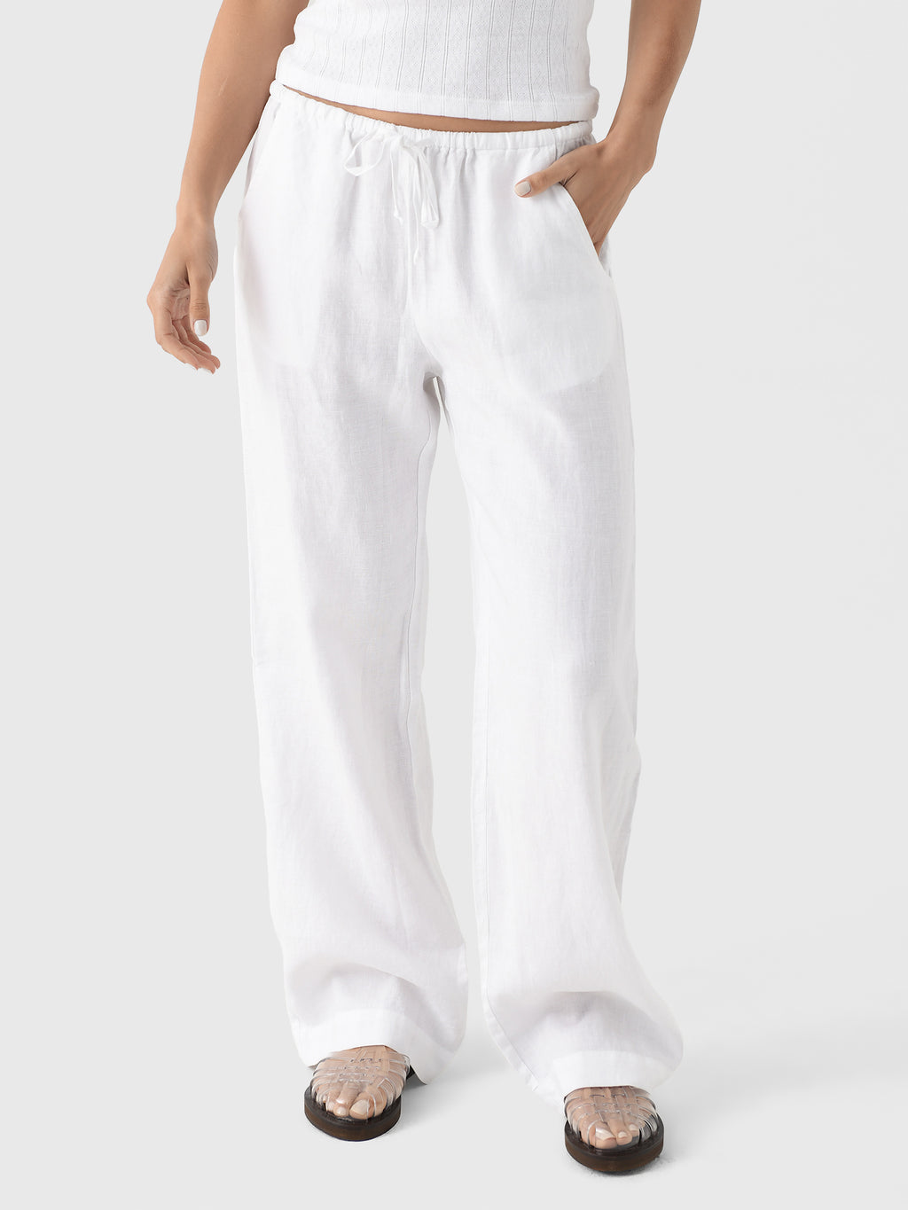DONNI. Women's The Linen Drawstring Pant - Saint Bernard