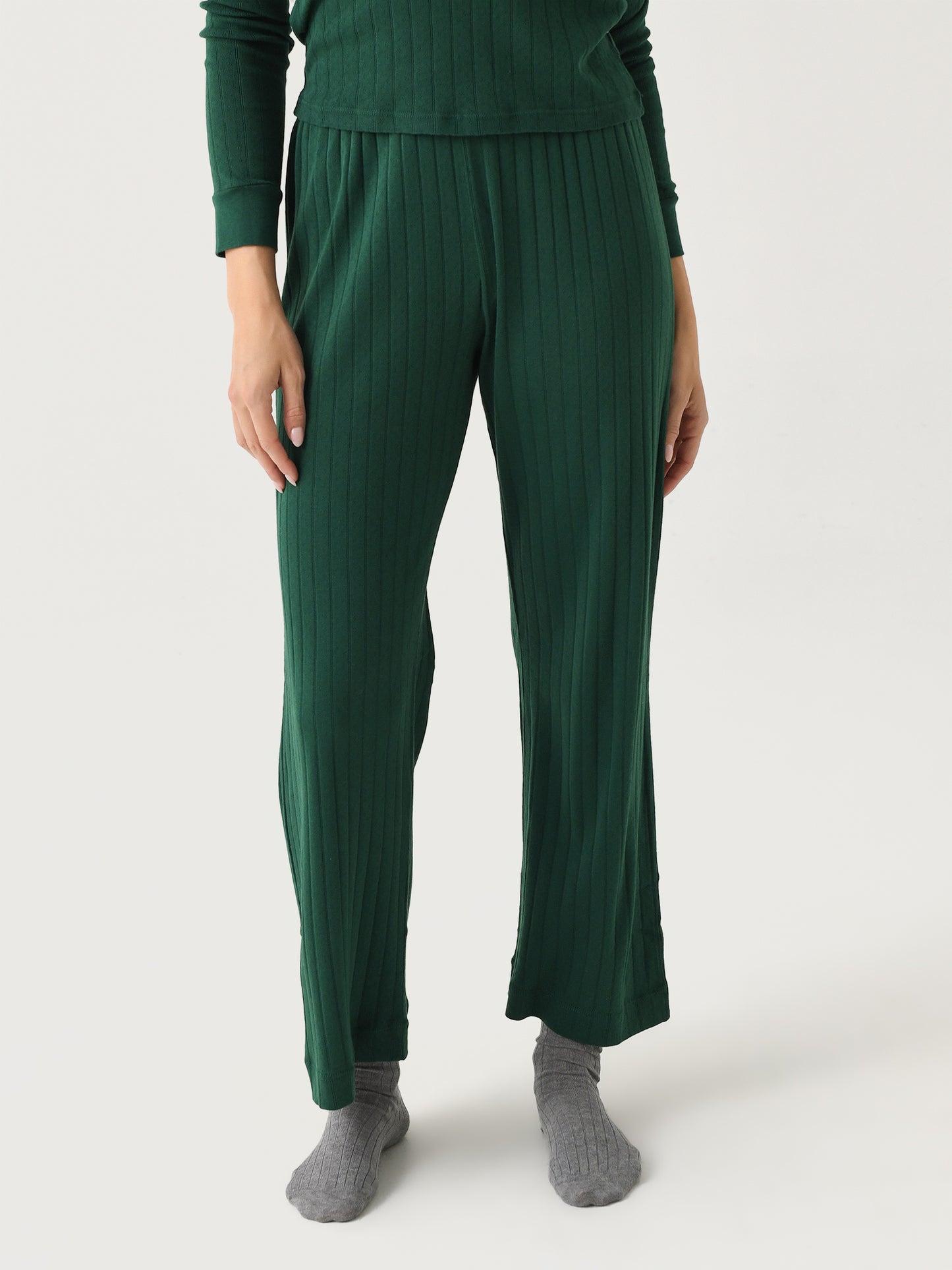 DONNI. Women's The Pointelle Simple Crop Pant - Saint Bernard