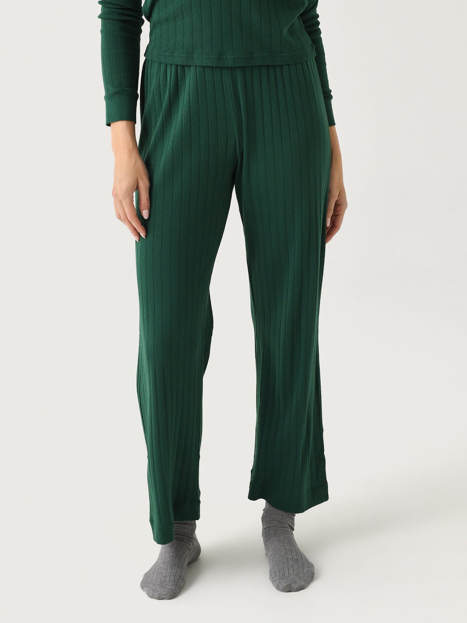 DONNI. Women's The Pointelle Simple Crop Pant - Saint Bernard