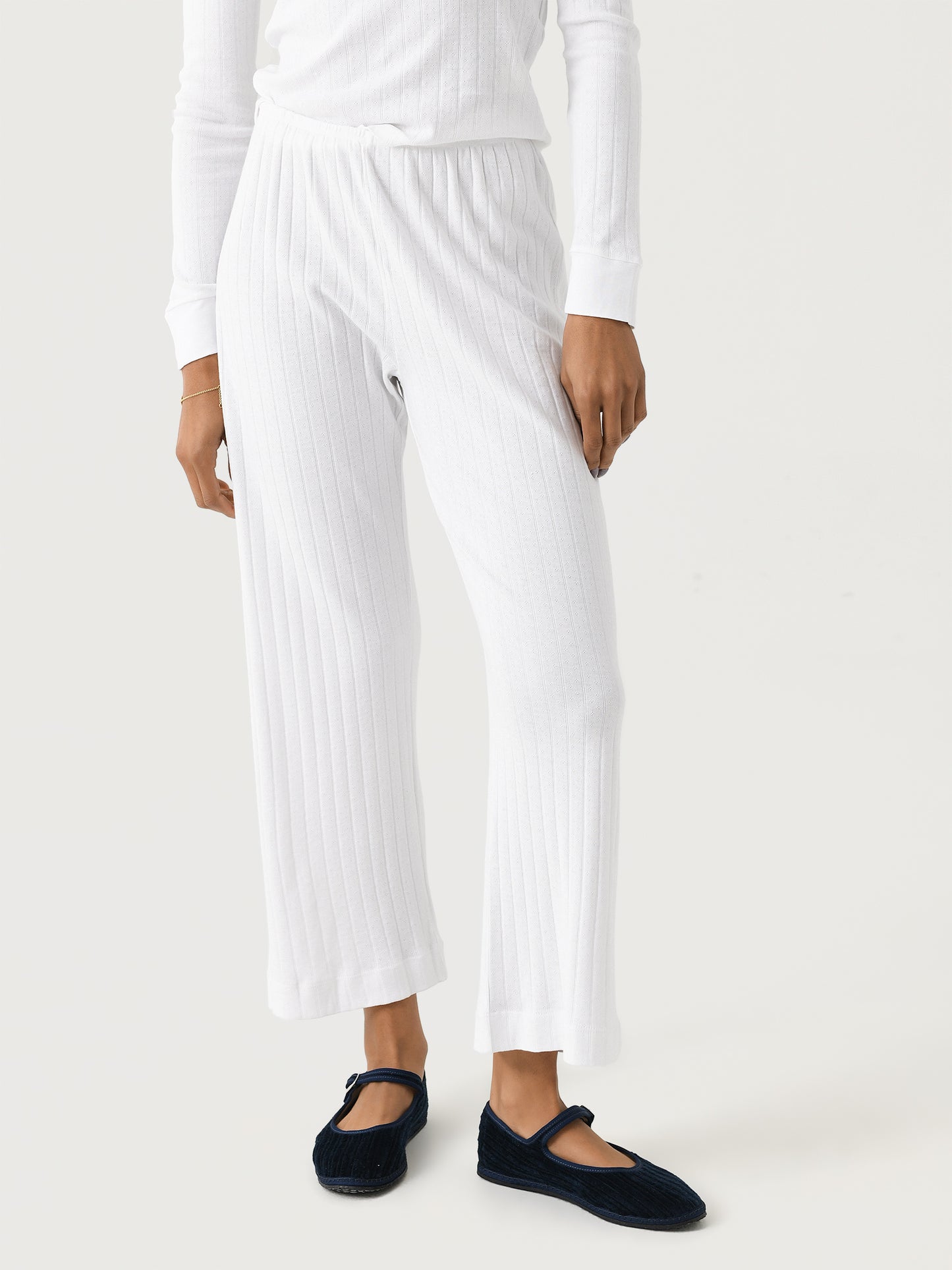 DONNI. Women's The Pointelle Simple Crop Pant - Saint Bernard