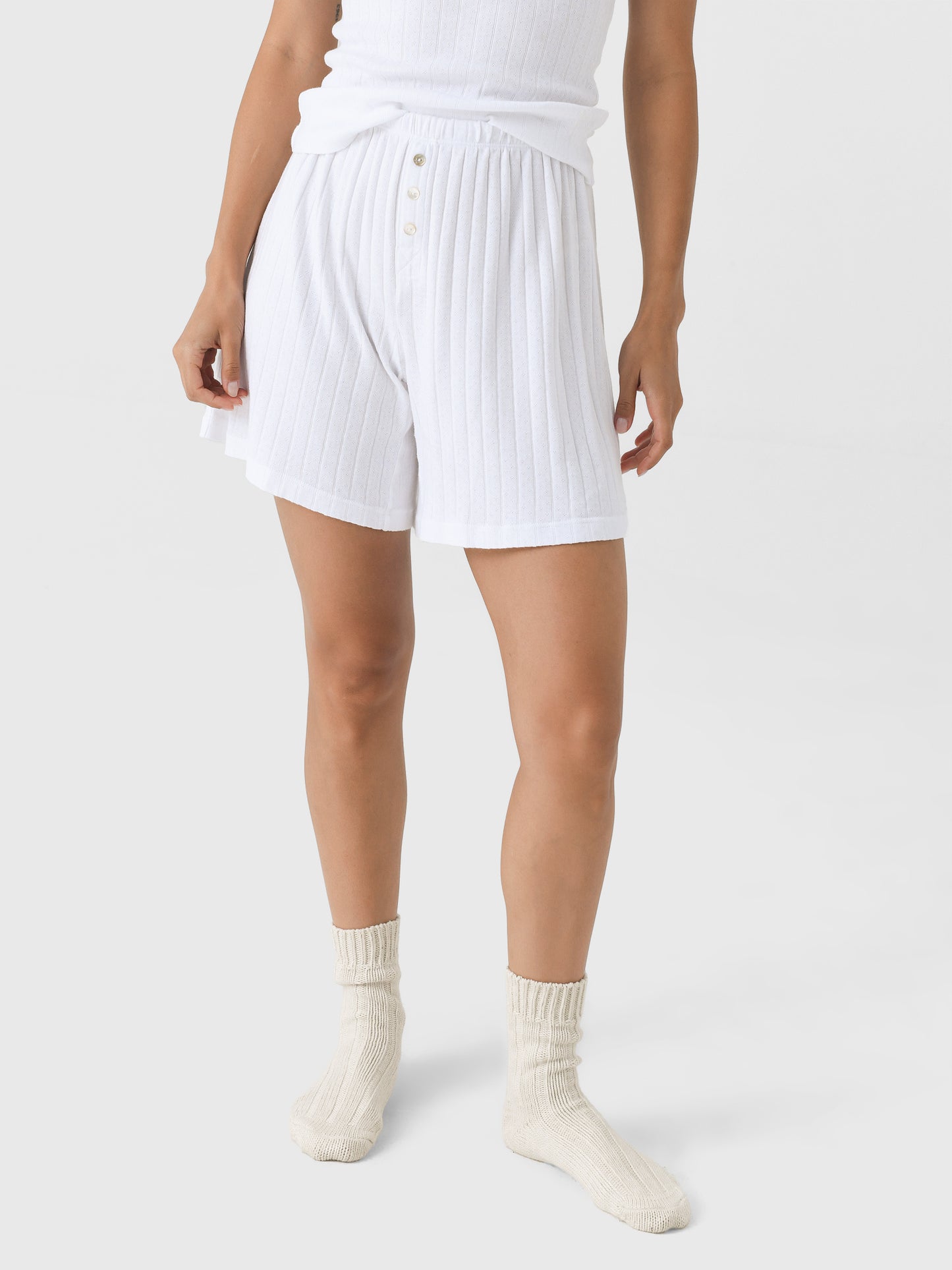 DONNI. Women's The Pointelle Boxer Short - Saint Bernard