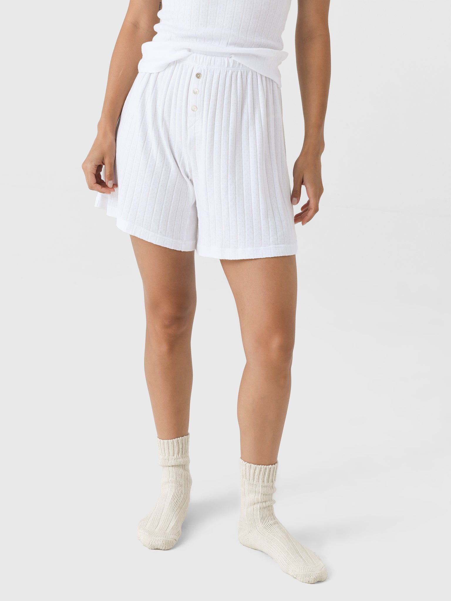 DONNI. Women's The Pointelle Boxer Short - Saint Bernard