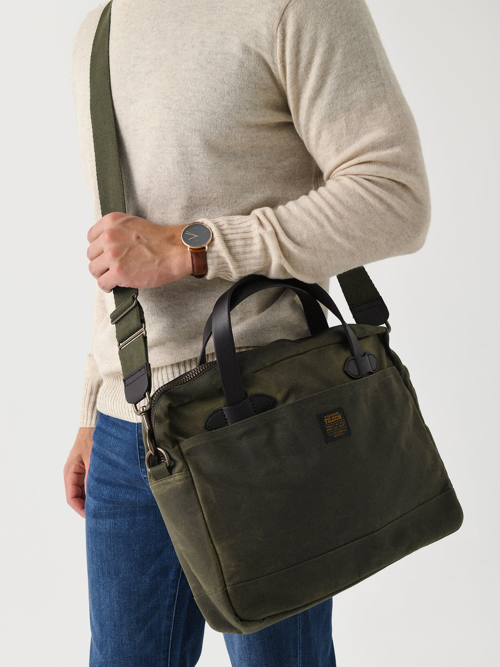 Filson Tin Cloth Compact Briefcase - Saint Bernard