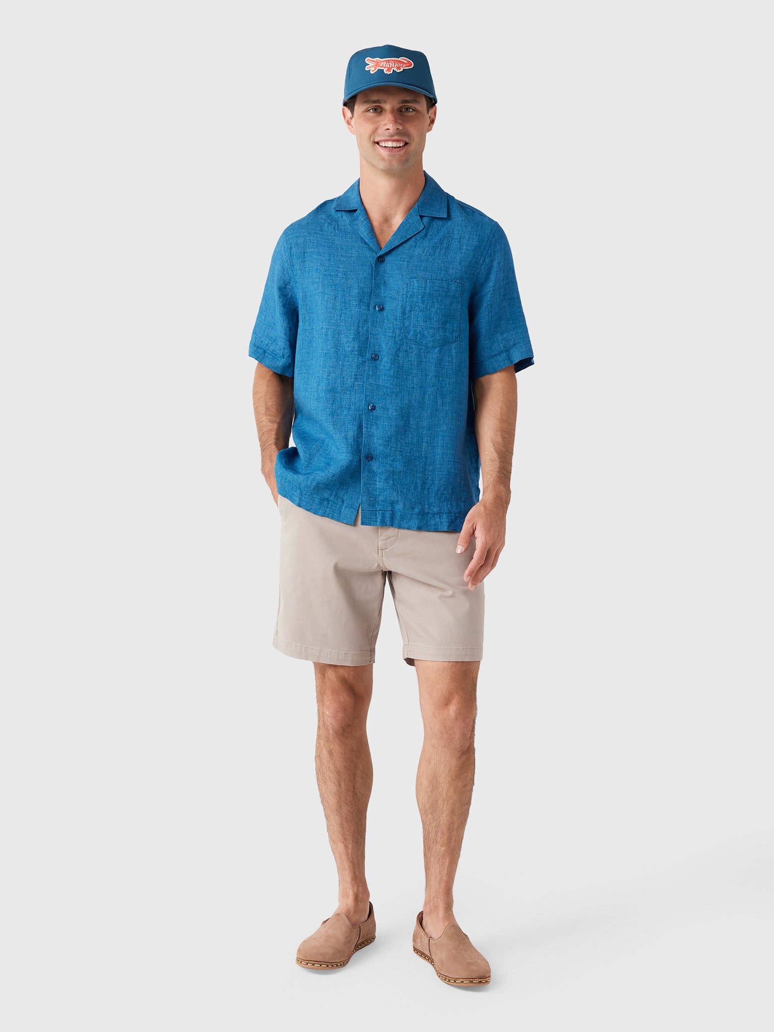 Frescobol Carioca Men's Angelo Linen Shirt - Saint Bernard