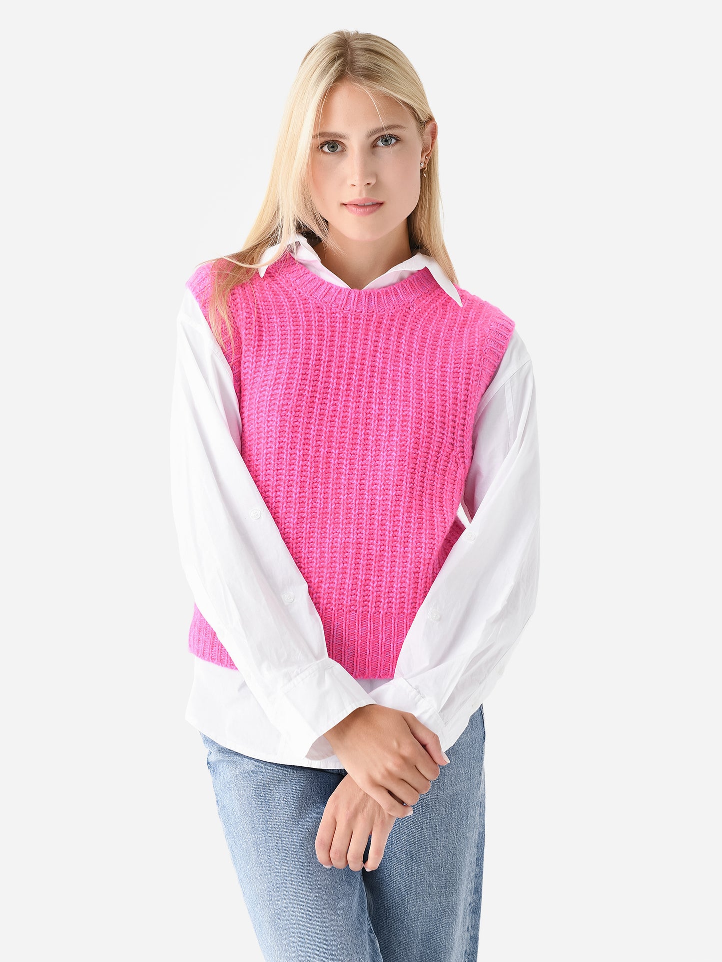 White + Warren Women's Cashmere Air Spun Ribbed Vest - Saint Bernard