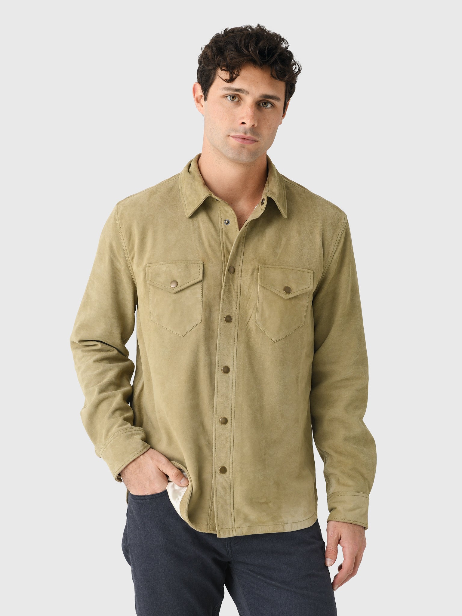 Billy Reid Men's Savoy Suede Workshirt | $898.00 | Saint Bernard