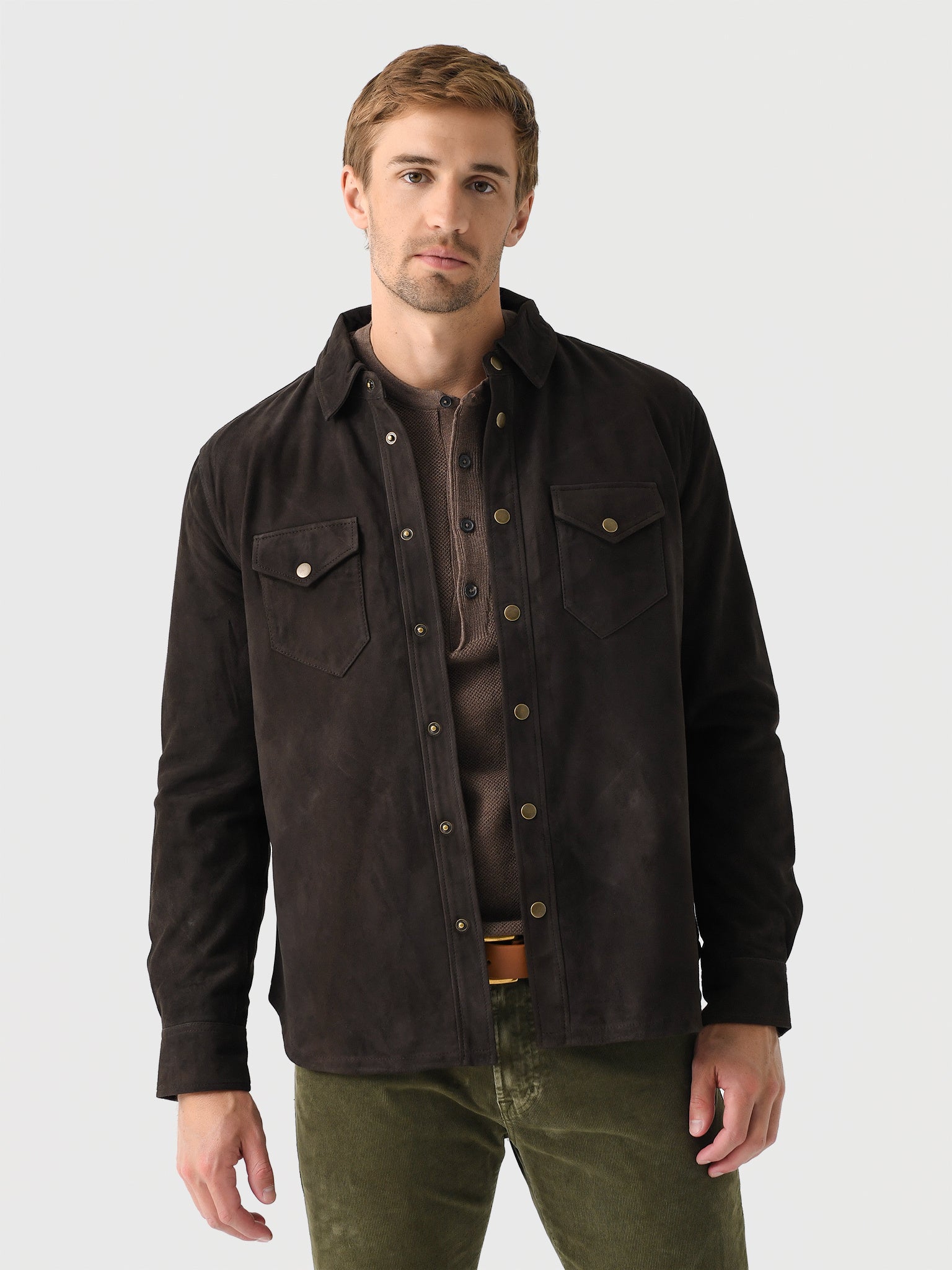 Billy Reid Men's Savoy Suede Workshirt - Saint Bernard