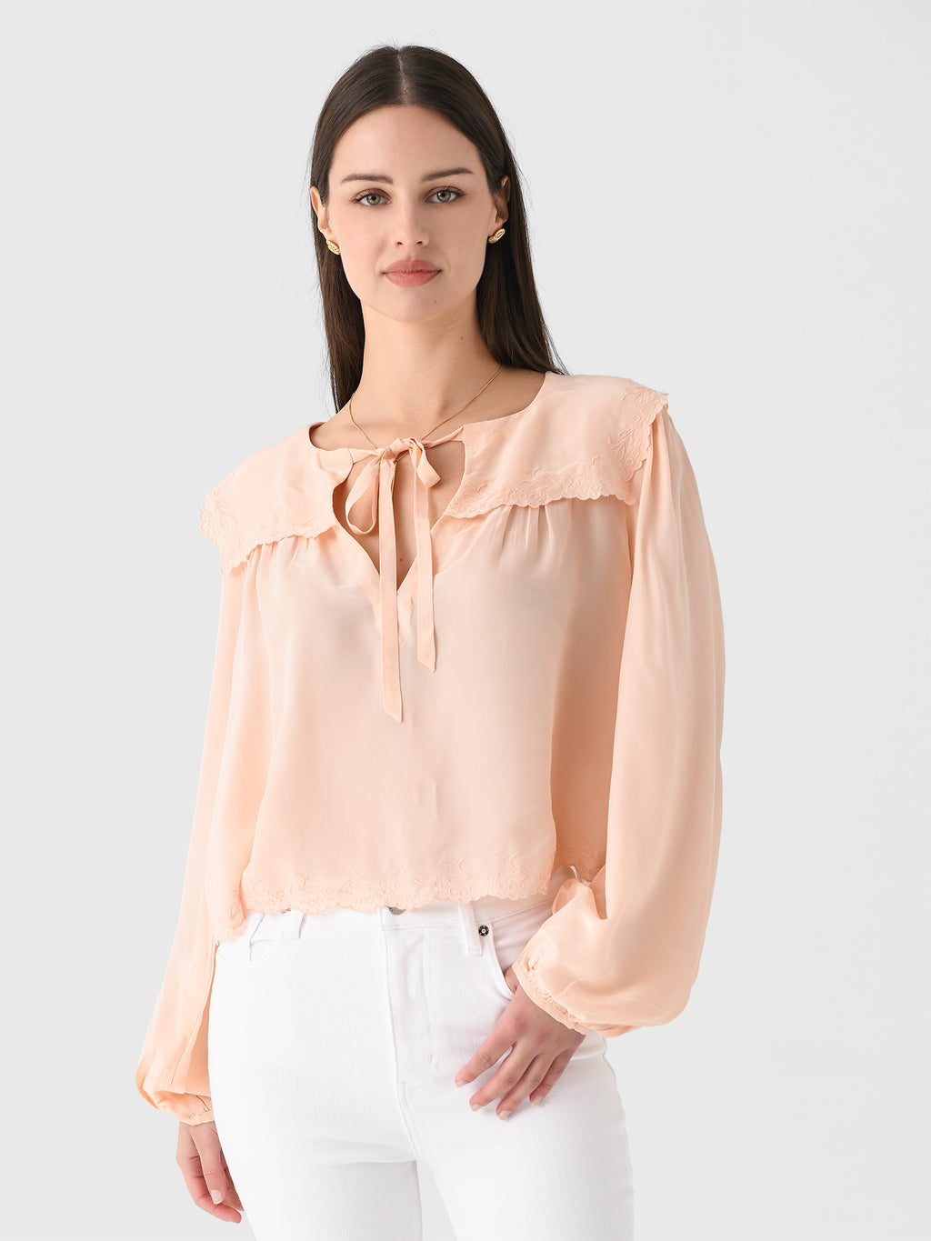 Ciao Lucia Women's Jona Embroidered Top - Saint Bernard