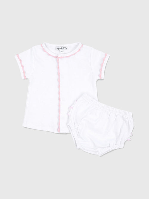 Magnolia Baby Baby Girls' Baby Joy Pink Crochet Trim Ruffle Diaper Cover Set