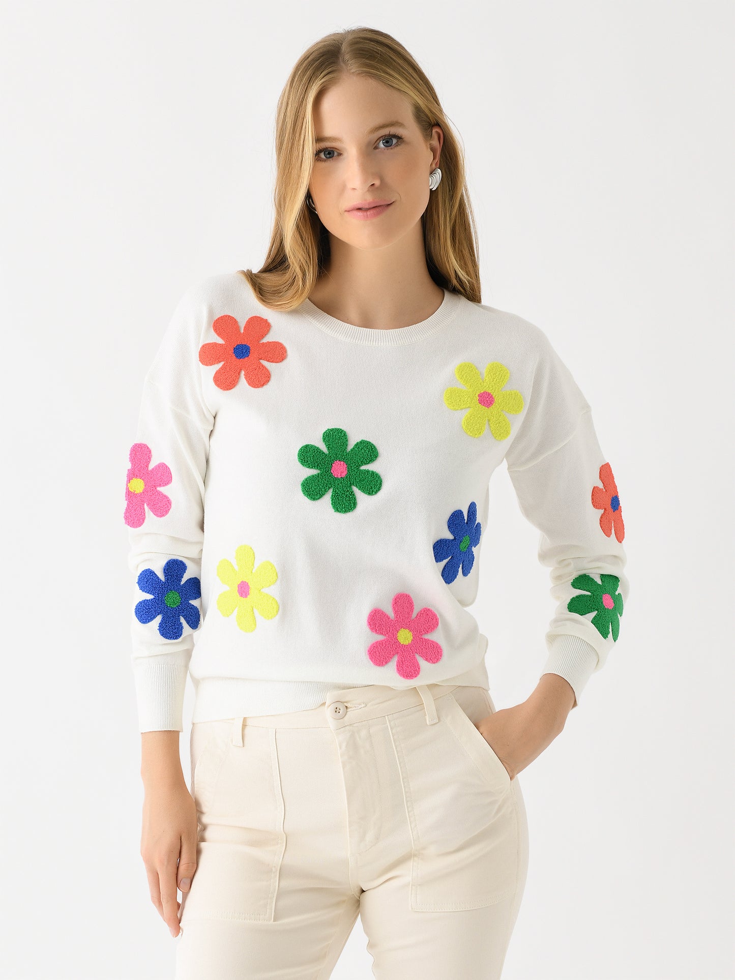 J Society Women's Bright Flower Crew - Saint Bernard