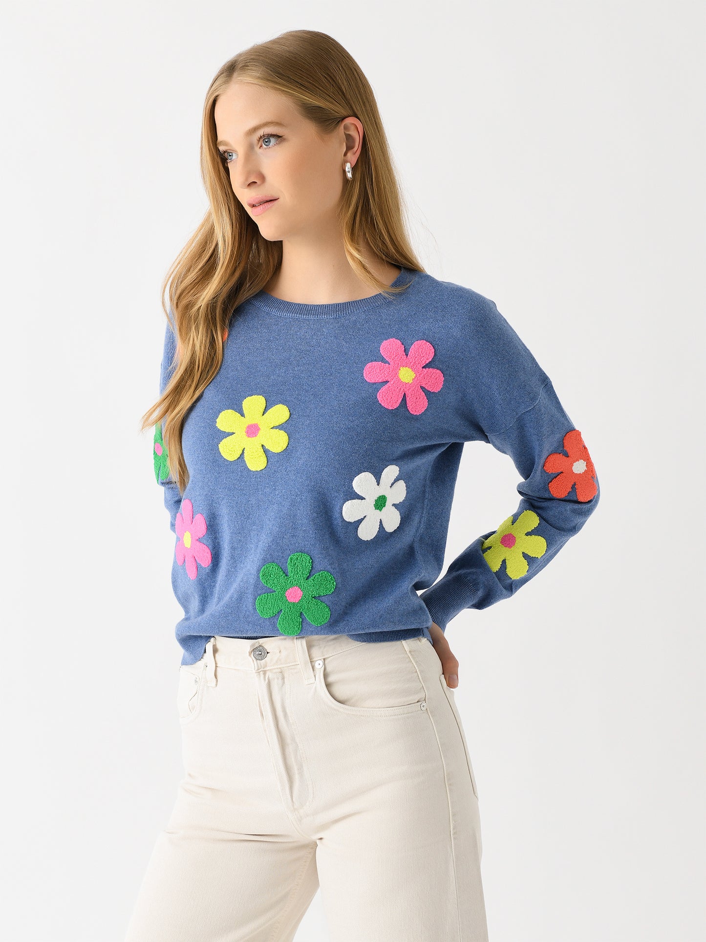 J Society Women's Bright Flower Crew - Saint Bernard