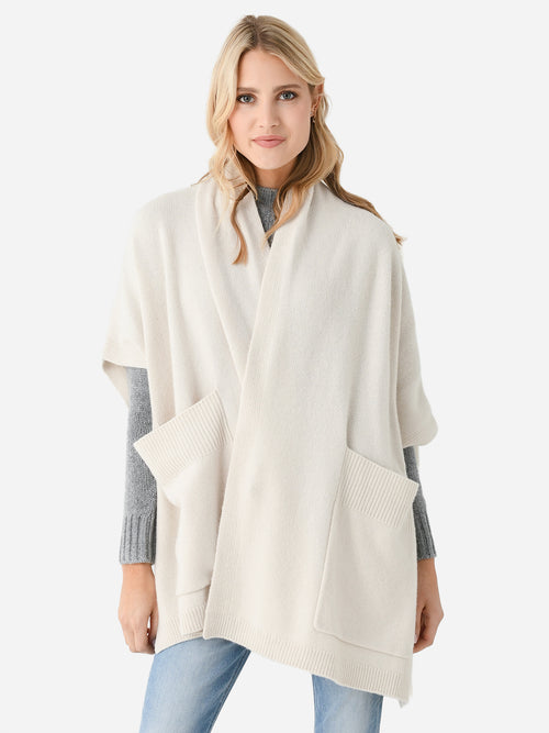 White + Warren Women's Merino Cashmere Open Poncho