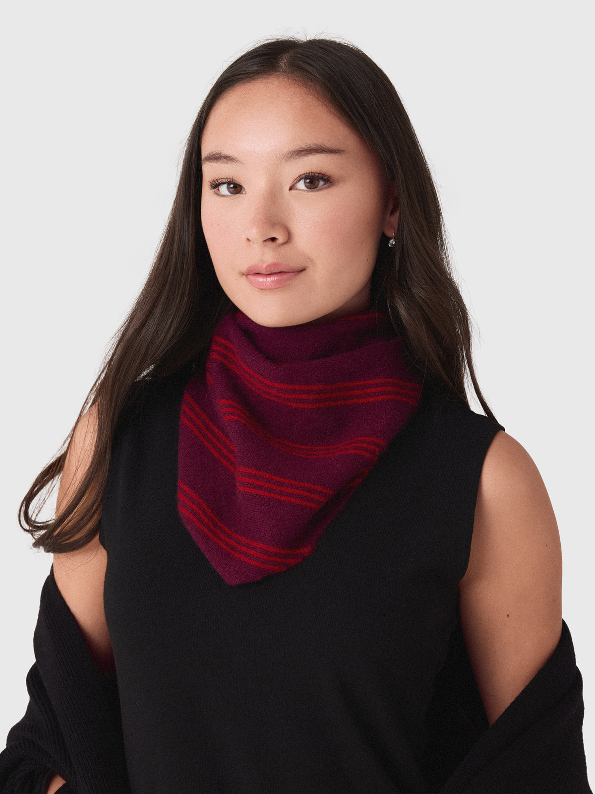 White & Warren Women's Cashmere Striped Neckerchief - Saint Bernard