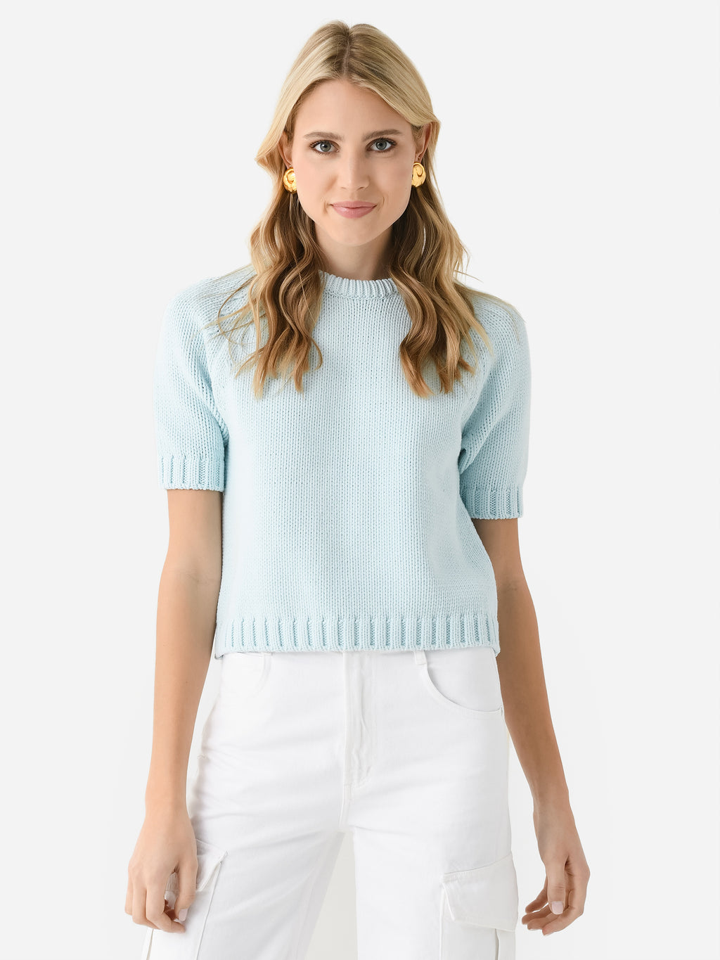 White + Warren Women's Cotton Rope Crewneck Sweater - Saint Bernard