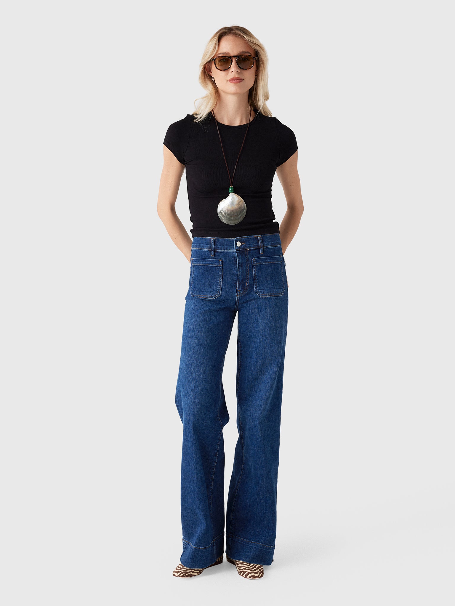 Frame Women's Le Slice Slim Palazzo Long Jean - Saint Bernard