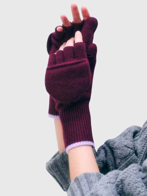 White & Warren Women's Cashmere Colorblock Pop Top Gloves