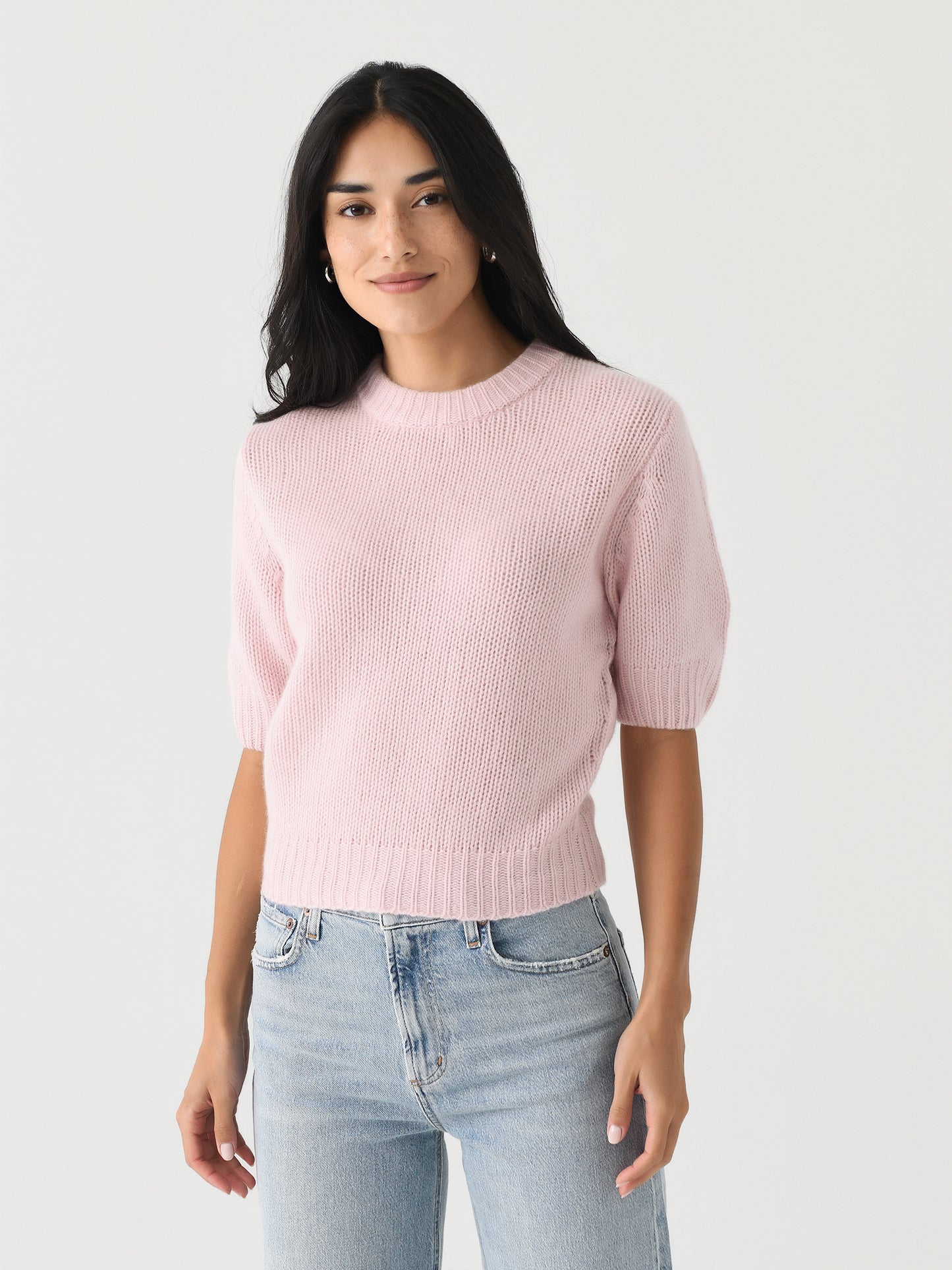 White + Warren Women's Cashmere Puff Sleeve Crewneck - Saint Bernard