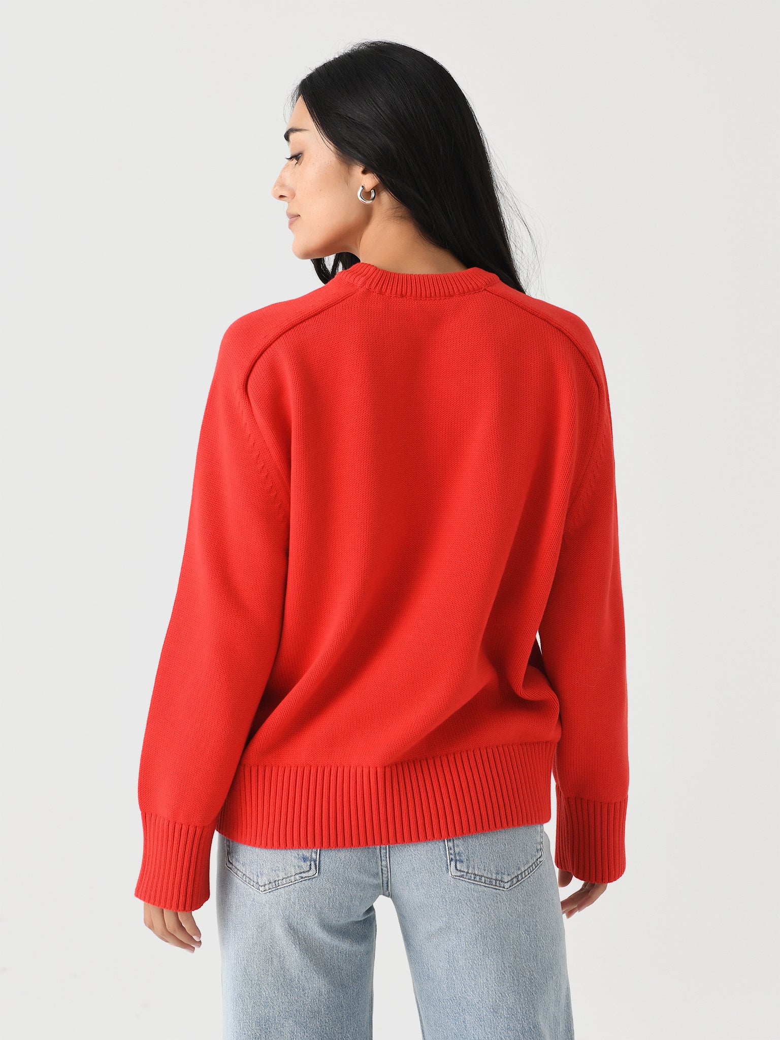 White + Warren Women's Organic Cotton Saddle Sleeve Crewneck - Saint Bernard