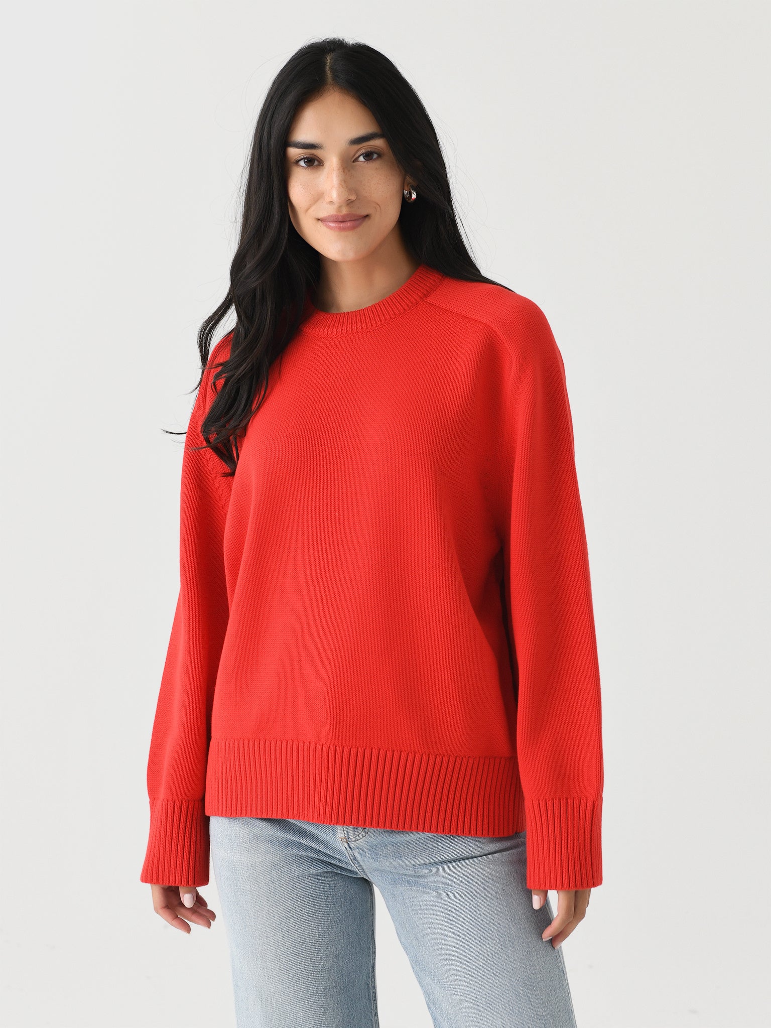White + Warren Women's Organic Cotton Saddle Sleeve Crewneck - Saint Bernard