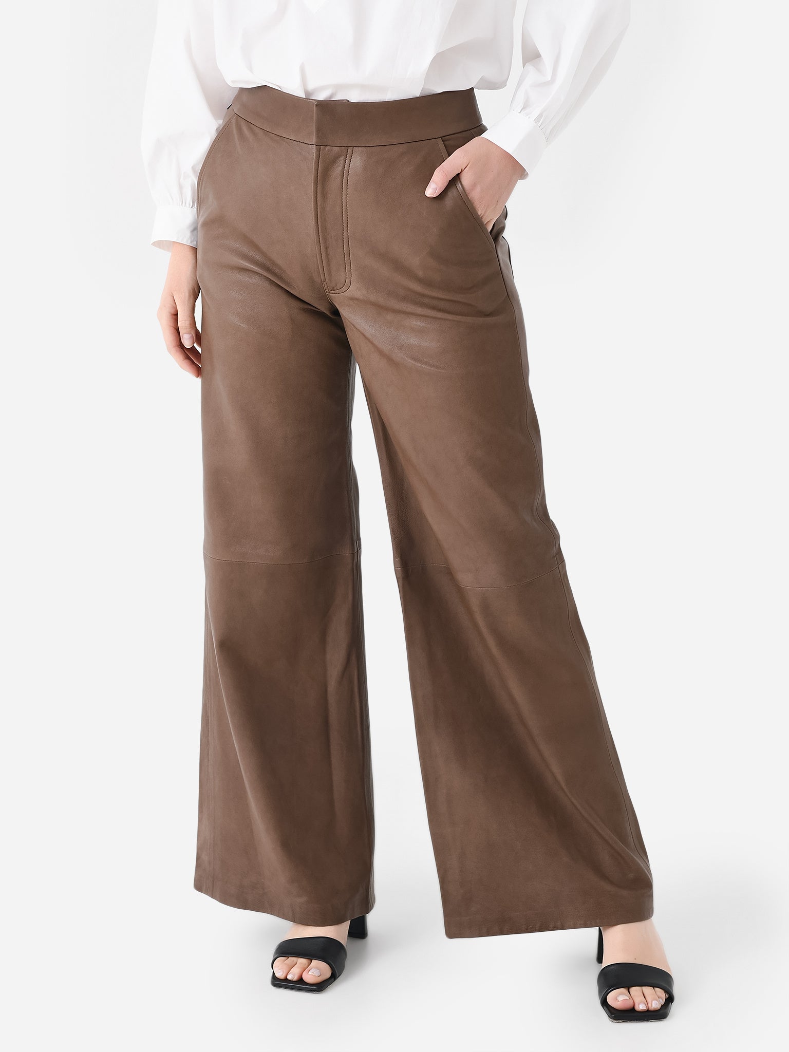 Citizens Of Humanity Women's Beverly Slouch Leather Trouser - Saint Bernard