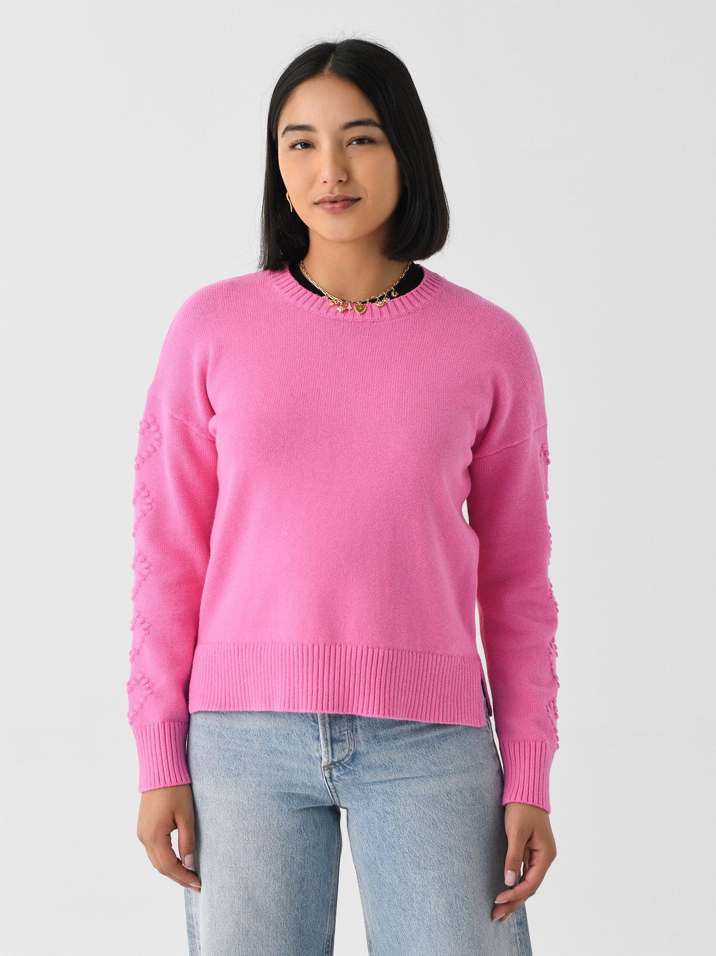 J Society Women's Heart Intarsia Crew Sweater - Saint Bernard