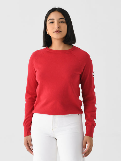 J Society Women's Heart Sleeve Crew Sweater