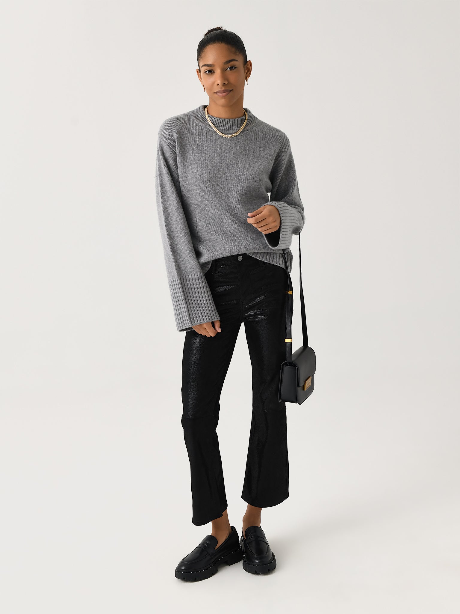 White + Warren Women's Merino Cashmere Waisted Crewneck | $445.00