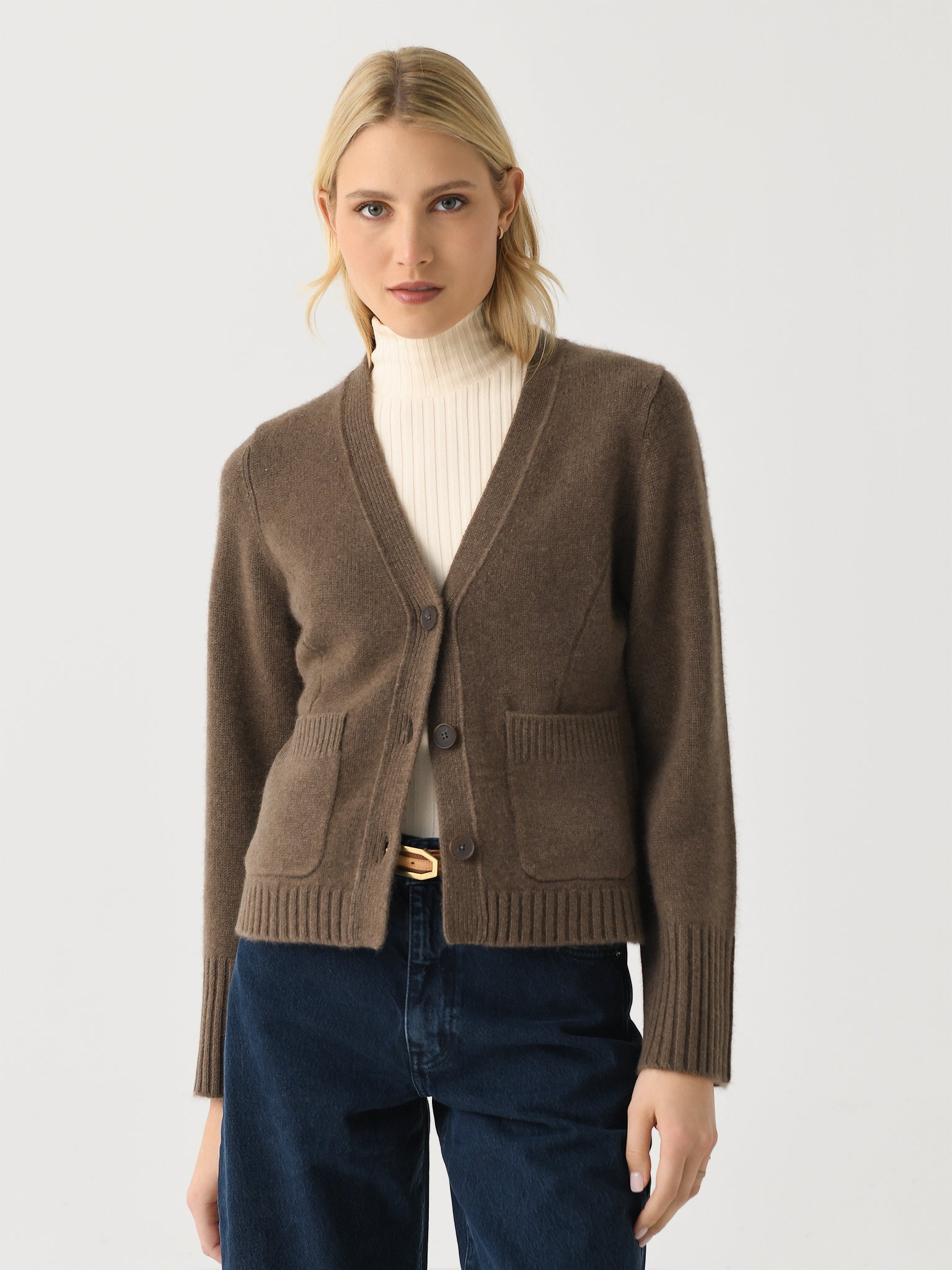White + Warren Women's Cashmere Luxe Waisted Cardigan - Saint Bernard