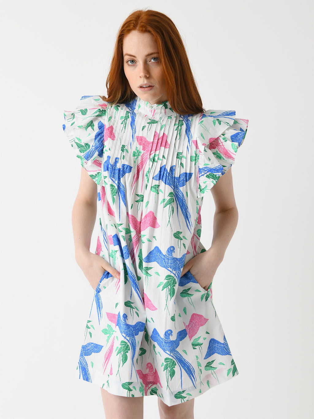 Oliphant Women's Pintuck Ruffle Mini Dress - Saint Bernard