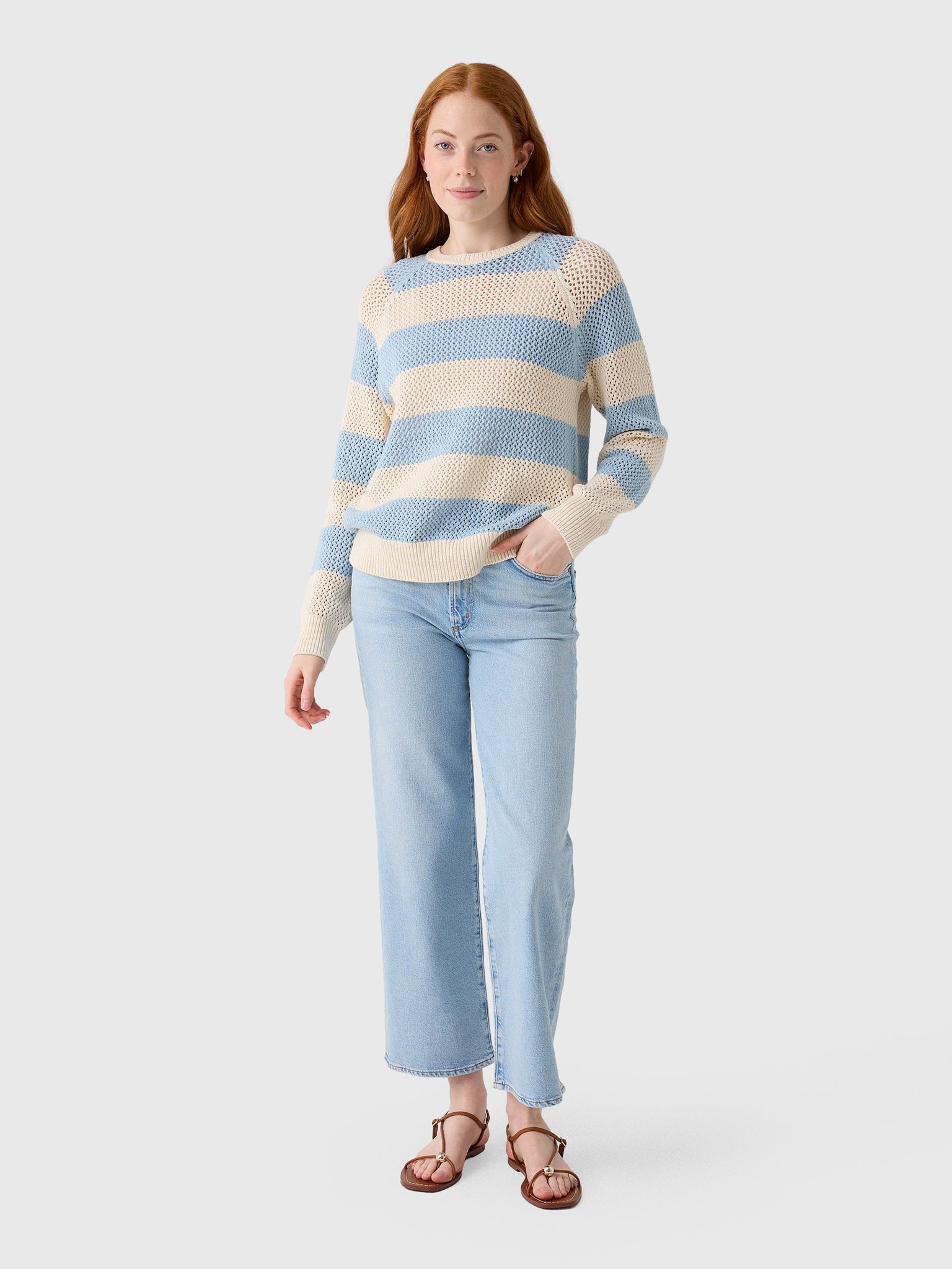 White & Warren Women's Bouclé Mesh Sweatshirt - Saint Bernard