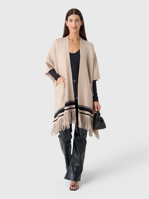 White + Warren Women's Cashmere Blend Fringe Poncho