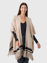 White + Warren Women's Cashmere Blend Fringe Poncho - Saint Bernard