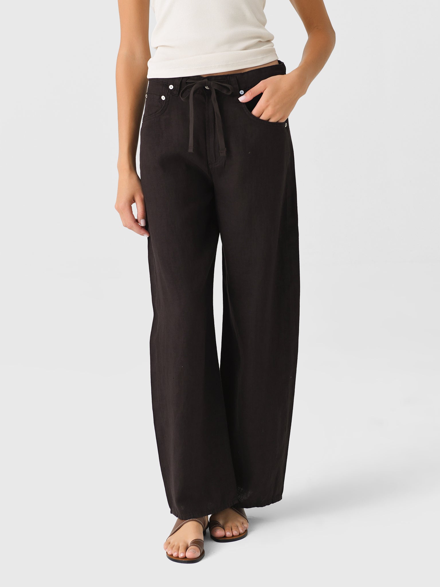 Citizens Of Humanity Women's Brynn Drawstring Linen Trouser - Saint Bernard