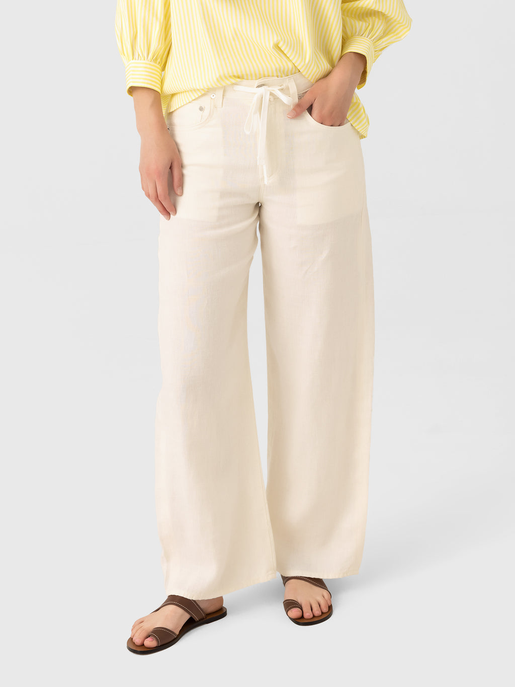 Citizens Of Humanity Women's Brynn Drawstring Linen Trouser - Saint Bernard