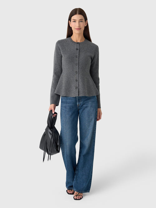 White + Warren Women's Cashmere Blend Peplum Cardigan