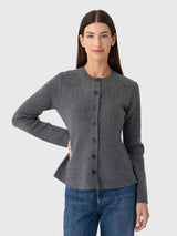 White + Warren Women's Cashmere Blend Peplum Cardigan - Saint Bernard