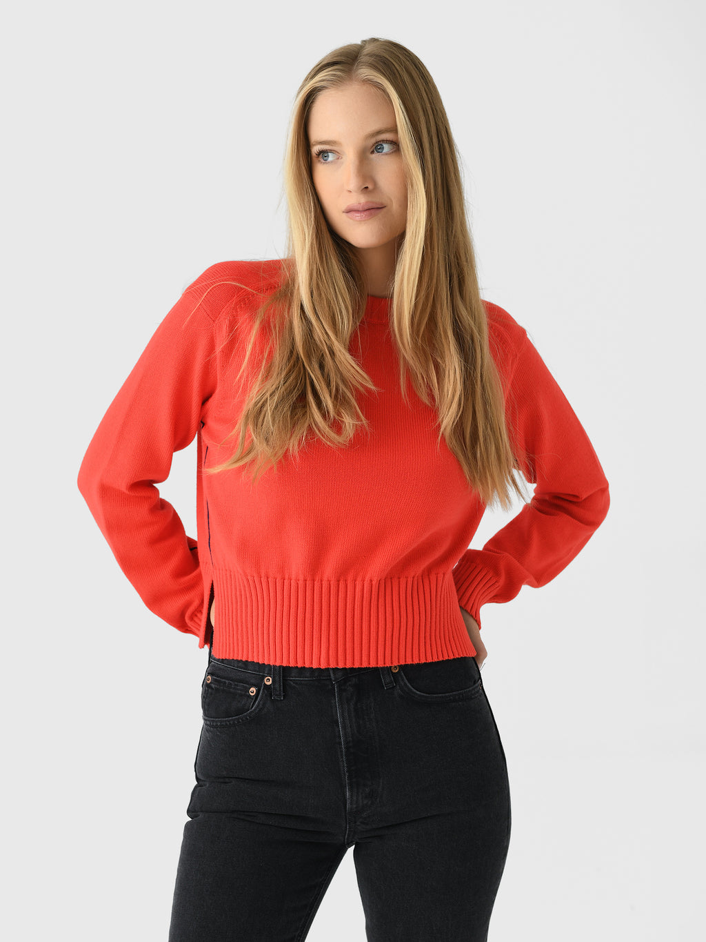 White + Warren Women's Soft Cotton Rib Trim Sweatshirt - Saint Bernard
