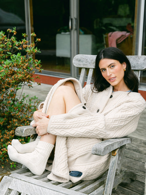 White + Warren Women's Merino Luxe Cable Coat