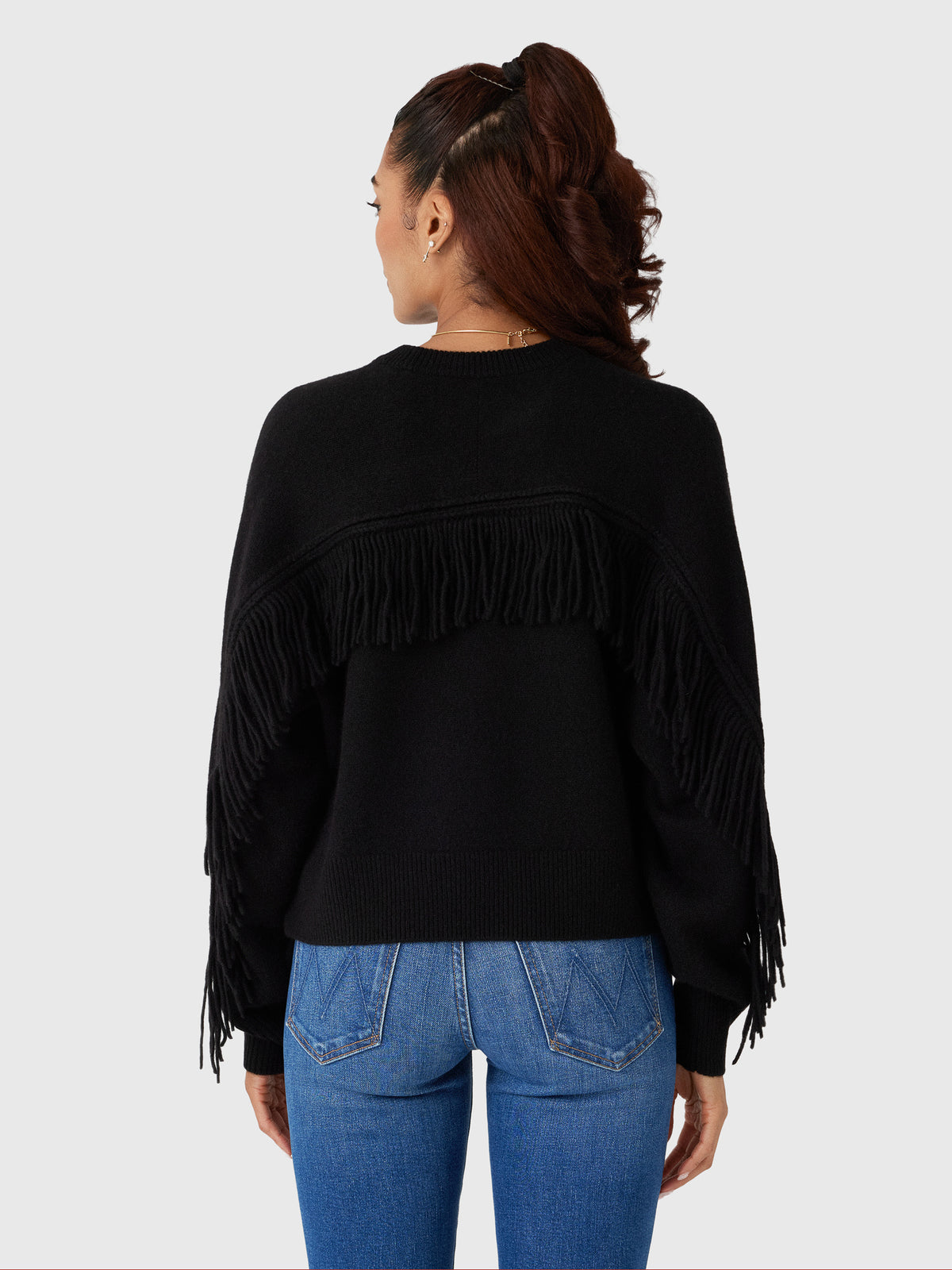 White & Warren Women's Cashmere Blend Luxe Fringe Crewneck Sweater - Saint Bernard
