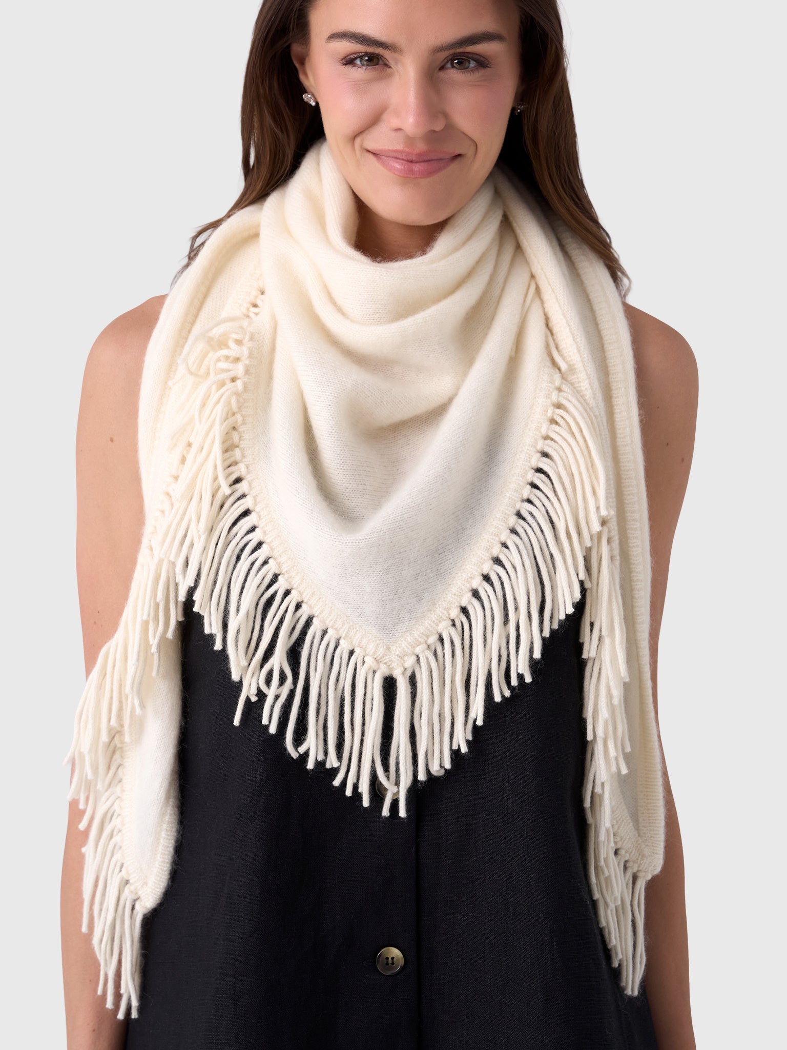 White + Warren Women's Brushed Fringe Cashmere Scarf - Saint Bernard
