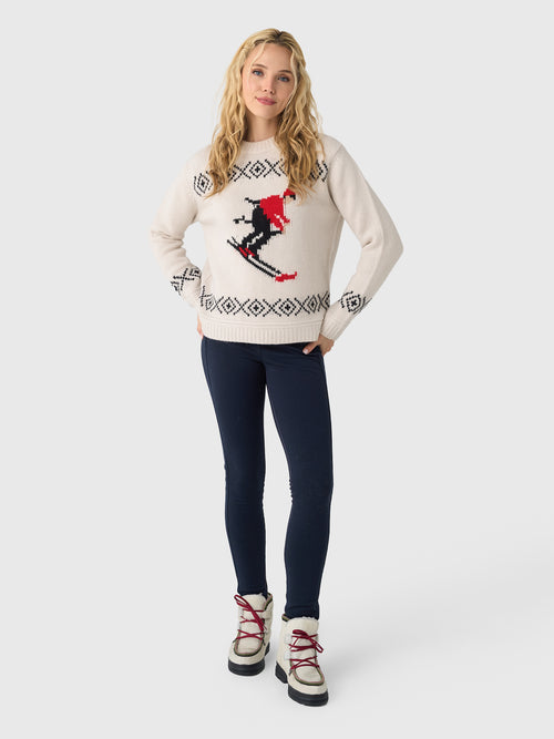 White + Warren Women's Cashmere Blend Ski Crewneck Sweater
