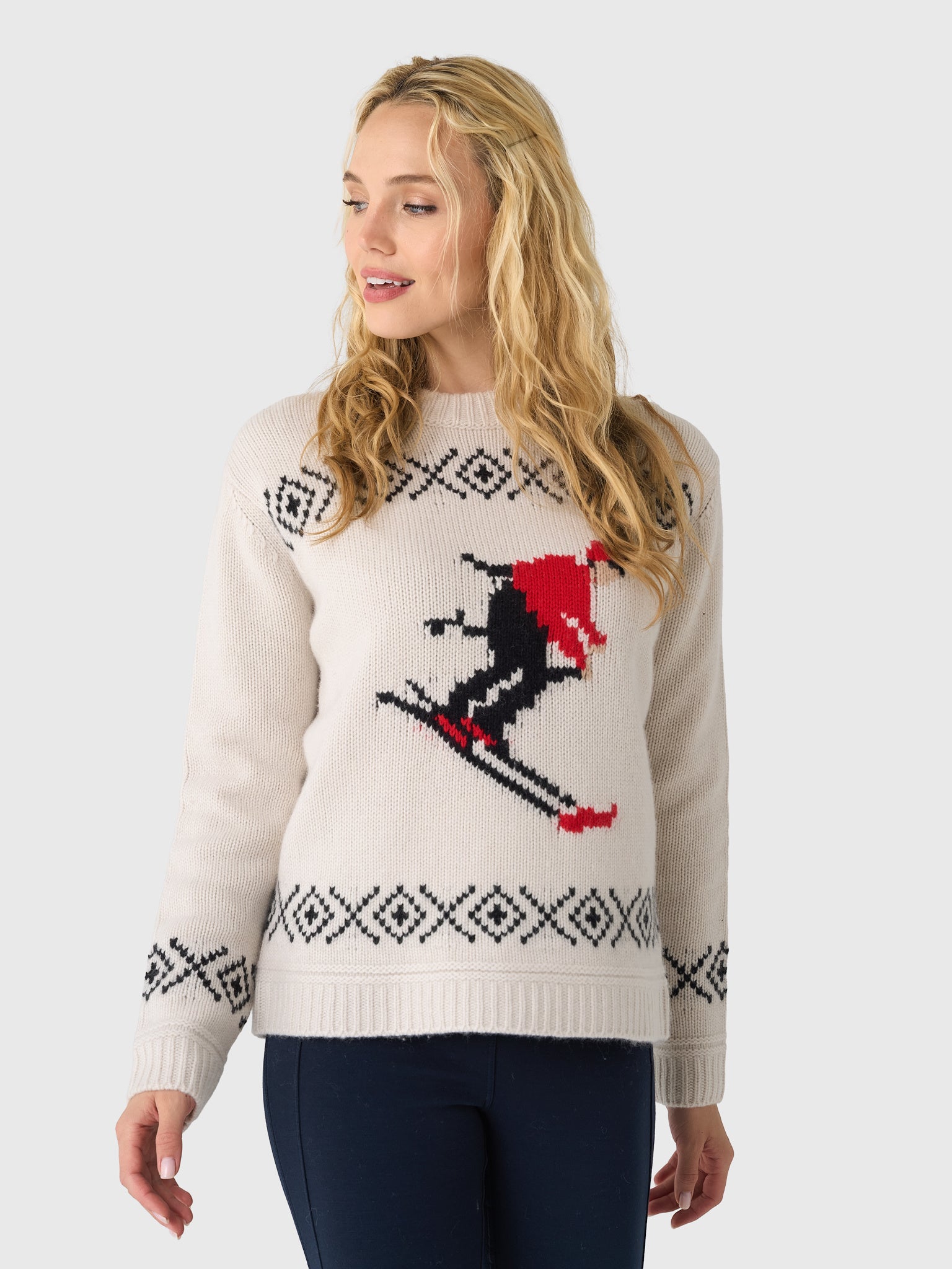 White + Warren Women's Cashmere Blend Ski Crewneck Sweater