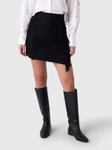 White + Warren Women's Brushed Cashmere Fringe Mini Skirt - Saint Bernard
