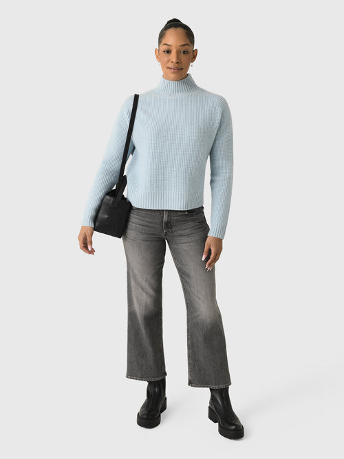 White + Warren Women's Cashmere Luxe Waffle Standneck Sweater