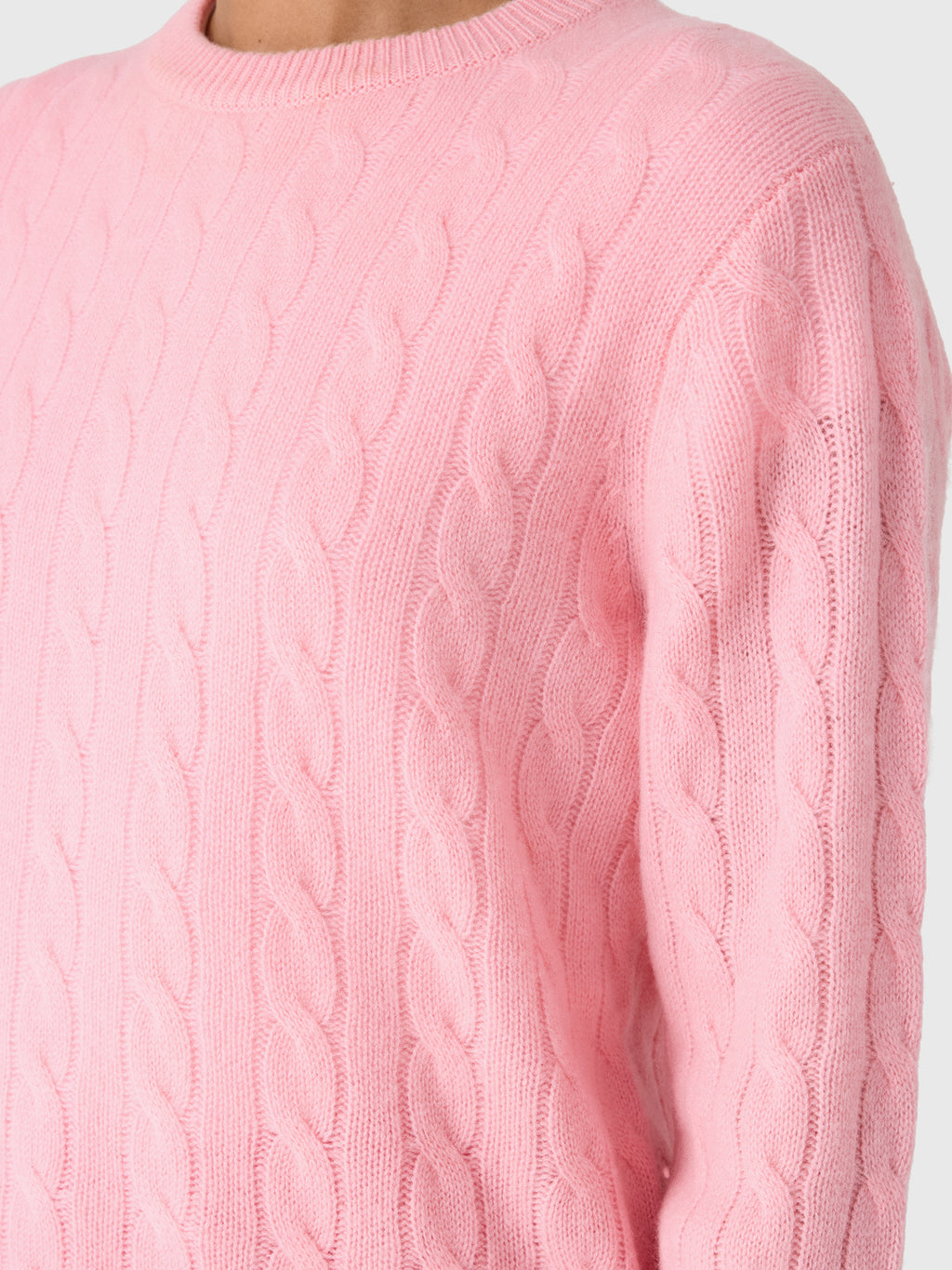 White & Warren Women's Cashmere Cable Crewneck Sweater - Saint Bernard